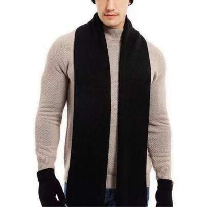 Cachecol Masculino Inverno Gola Tricô Para Homens Lã Premium