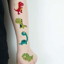 10 Sheets (100pcs) Cute Cartoon Dinosaur Pattern Temporary Tattoo Stickers, Including Tyrannosaurus, Triceratops, Stegosaurus, Dinosaur Egg Designs, Body Art Makeup Waterproof Fake Tattoo, Lasting 2-5 Days
