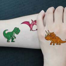 10 Sheets (100pcs) Cute Cartoon Dinosaur Pattern Temporary Tattoo Stickers, Including Tyrannosaurus, Triceratops, Stegosaurus, Dinosaur Egg Designs, Body Art Makeup Waterproof Fake Tattoo, Lasting 2-5 Days