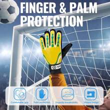 1 双男女款青少年足球守门员手套，防滑，适合专业比赛和训练，成人 - 黃色 - 查看 4