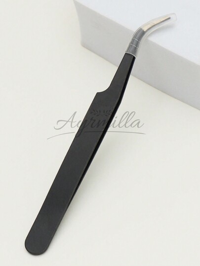 Black Colors Simple Style Eyelash Tweezers Straight Head Elbow Two Optional Tweezers Head Fine Easy To Meet The Needs Thickened Steel Hardness High Elasticity Good Durability With Protective Head Cover To Avoid Hand Injury Tight Fit Comfortable