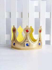 Adjustable Party Crown Hat, King & Queen Theme Birthday Hat, Suitable For Men, Women, Teenagers, Gold Decor Photo Prop - Multicolor - View 6
