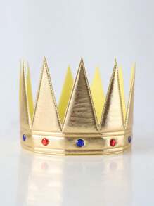 Adjustable Party Crown Hat, King & Queen Theme Birthday Hat, Suitable For Men, Women, Teenagers, Gold Decor Photo Prop - Multicolor - View 7