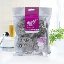 4/6 件不锈钢圆形清洁球，家用厨房锅具洗碗百洁布，厨房，浴室，家居，家居用品供应商 - 銀色 - 查看 1