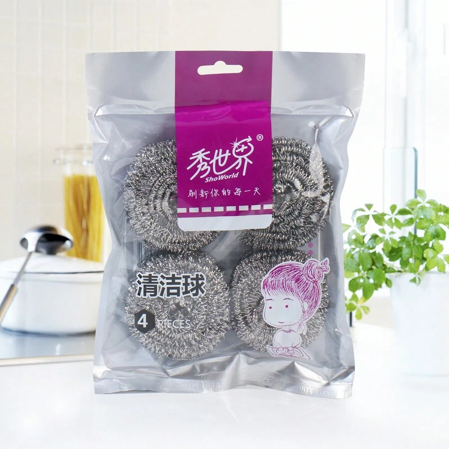 4/6 件不锈钢圆形清洁球，家用厨房锅具洗碗百洁布，厨房，浴室，家居，家居用品供应商 - 銀色 - 查看 1