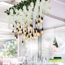 Flores penduradas de glicínia de 6,2 pés, guirlanda de flores de glicínia, arco de casamento, decoração, videiras de glicínia artificiais brancas, videiras de seda para festa, jardim, mesa de fundo, plantas artificiais