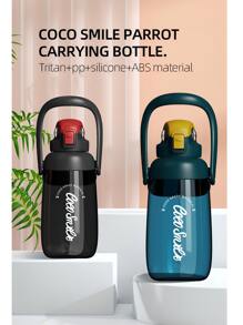coco smile 1 st 2000 ml/67,64 oz extra grote capaciteit Tritan waterfles - draagbare handgreep en afneembare schouderriem, direct drinken en rietje - geschikt voor sport- en fitnessliefhebbers, mannen, vrouwen en studenten