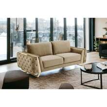 90" Beige Sofa With Silver Legs - Beige - View 5