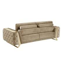90" Beige Sofa With Silver Legs - Beige - View 4