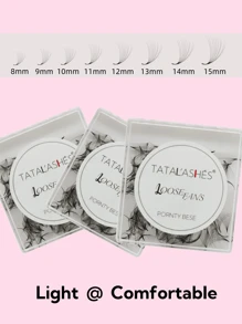 Caja de 500 abanicos de pestañas TATALASHES de 0,05 mm de espesor, 14D, pestañas postizas sueltas de volumen premodelado, base puntiaguda, delgadas y afiladas