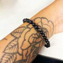 1pc Triple Protection Crystal Bracelet Black Tourmaline Golden Obsidian Black Agate Elegant Accessory For Emotional Stability AmpHarmony Daily Jewellery 6mm Bead Employee Appreciation Gifts - L0387 - View 3