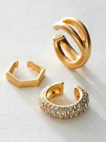 Set de 3 piezas de pendientes de clip de cristal minimalistas de moda para mujeres, aptos para citas, fiestas, uso diario y regalo de San Valentín