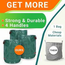 Heavy Duty Garden Waste Bags, 272L/72 Gallons, Green Garbage Bags, Reusable, Garden Leaf Garbage Bags, Garden Cleaning Tools, Campus Garbage Cleaning Bags, Back To School Supplies