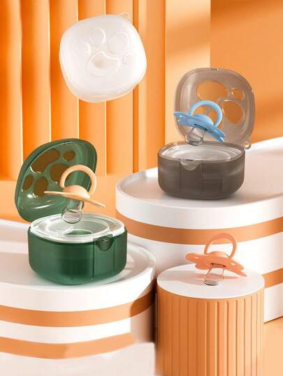 1pc Silicone Pacifier Case, Portable Baby Pacifier Holder, Shockproof & Washable Pacifier Storage Box