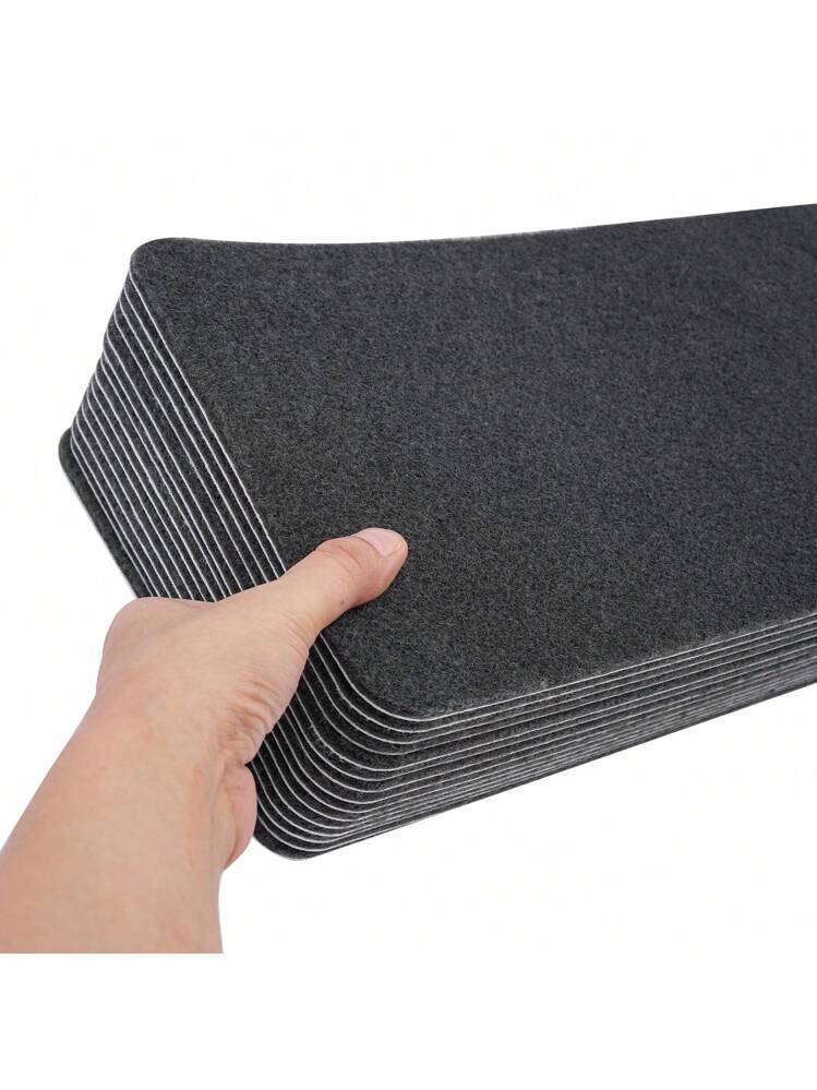 Floordirekt Bali Hoogpolige trapmatten | halfrond of vierkant | trapmatten in 11 kleuren | Duurzaam & onderhoudsvriendelijk | traptapijt voor binnen ( zwart, rechthoekig 65 x 23,5 cm