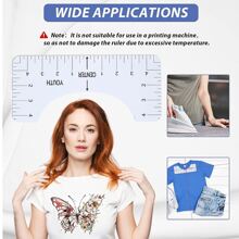 4 PIEZAS Regla guía para camiseta, herramientas de alineación de camiseta con tabla de tallas, incluidas 4 reglas, guía de centrado de camiseta de vinilo para diseños de transferencia por calor y sublimación en camisas, blanco - Blanco - Ver 9