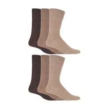 Gentle Grip 6 Pack Mens Non Elastic Soft Top Cotton Diabetic Socks (Brown) - Fast Shipping And Quick Delivery - Brown - View 1