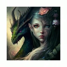 奇幻动物 5D 钻石画龙与女孩独角兽水钻满钻刺绣十字绣套件手工工艺品 DIY 马赛克家居墙面装饰 - 彩色 - 查看 12
