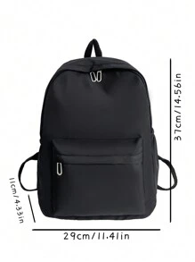 Mochila personalizable para mujeres, unicolor versátil, múltiples bolsillos, mochila de día con gran capacidad para portátil, trabajo de negocios y transporte, mochila escolar preppy con estilo, estudiante universitaria, mochila para volver a la escuela, universidad, chicas adolescentes, accesorio esencial para viajes - Negro - Ver 8