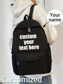 Mochila personalizable para mujeres, unicolor versátil, múltiples bolsillos, mochila de día con gran capacidad para portátil, trabajo de negocios y transporte, mochila escolar preppy con estilo, estudiante universitaria, mochila para volver a la escuela, universidad, chicas adolescentes, accesorio esencial para viajes - Negro - Ver 5