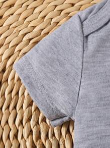 3 pièces/set Barboteuse à manches courtes imprimée drôle pour bébé