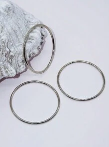 Conjunto de 3 brazaletes redondos y atrevidos con acabado sólido y brillante, accesorios clásicos de moda - forma geometrica - Ver 14