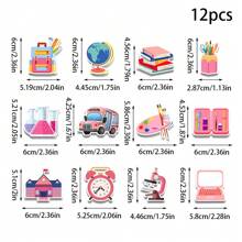 12 PIEZAS Decoraciones de toppers de cupcakes de Bienvenida de regreso para decoraciones de fiesta de inicio de clases - Multicolor - Ver 9