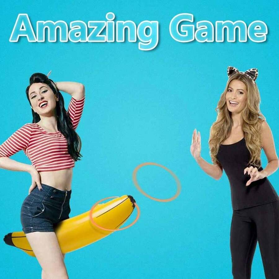 5pcs/Set Inflatable Banana, Tossing Game Props, Suitable For Bachelorette Party, Engagement Party, Birthday Party, Wedding Shower, Pool Party (Random Color Toss Rings),Christmas