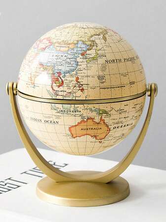 1pc Vintage American Style Decorative Floating Globe, 3D Raised Relief Luxury High-End Small Size Desk Decor For Study/Office,Home Decor,Kitchen Decor,Room Decor,Party Decor,Decorative Crafts,Desk Ornaments,Table Decorative Ornaments,Party Gift Decorations,Christmas Decorations,Christmas Gift.
