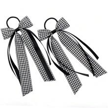 1件装返校季格子长丝带发饰蝴蝶结纯色格子丝带发圈女士发饰马尾辫发圈发绳橡皮筋发圈发绳弹力发圈，学习用品，发圈头饰弹力带美容家居卧室装饰 - 彩色 - 查看 6