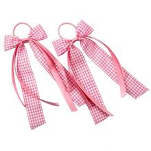 1件装返校季格子长丝带发饰蝴蝶结纯色格子丝带发圈女士发饰马尾辫发圈发绳橡皮筋发圈发绳弹力发圈，学习用品，发圈头饰弹力带美容家居卧室装饰 - 彩色 - 查看 5