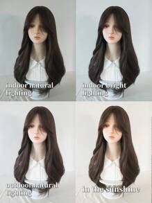 1 Piece Synthetic Heat-Resistant Hairpiece In Linen Brown Curly Long Curly With Center Part Wig , 26 Inches Long, Made From Fiber, Suitable For Daily Use, Natural And Realistic Hairpiece. - Linen Brown - View 9