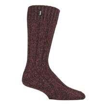 Jeep 1 Pack Men's Ribbed Wool Hiking Socks | Knit Design Padded Boot Socks (Brown / Berry) - Fast Shipping And Quick Delivery - Red - View 2