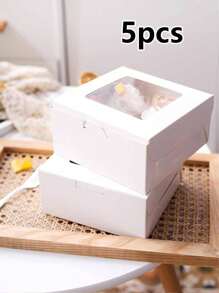 5pcs/10pcs Paperboard Cupcake/Pastry Boxes, Suitable For Baked Goods, Festivals, Parties