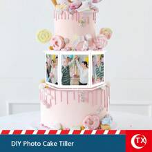 TX 1set 8pcs Transparent Acrylic Photo Frame Cake Stand, DIY Hexagonal Cake Layer Separator, Tabletop Decoration For Wedding, Birthday, Graduation, Anniversary Themed Cake Display, Customize Cake Presentation - Transparent - View 13