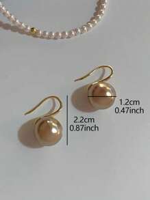 1 对简约复古优雅仿珍珠铜耳环女士 - 珍珠2 - 查看 7