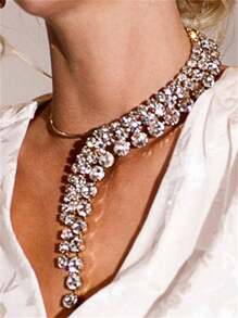 1 pieza Collar de lujo de cristal de rhinestone elegante, adecuado para accesorios de vestidos de novia, joyería de lujo para mujeres - Multicolor - Ver 11