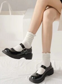 6 đôi tất cao đến đầu gối viền ren dành cho nữ, màu đen và trắng - Nhiều màu - Xem 3