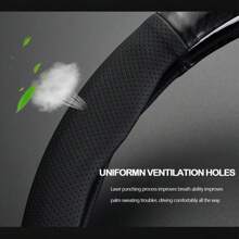 For Toyota Steering Wheel Cover, Premium Leather & Carbon Fiber Car Steering Wheel Cover , Non-Slip, Breathable, For Toyota Accessories - 黑色 - 查看 3