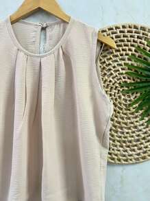 Women's Blouse Dune Regatta Top With Button - Apricot - View 2