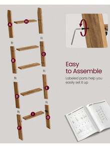 VASAGLE Blanket Ladder Decorative Farmhouse For The Living Room, 5-Tier Ladder Shelf, Ladder Rack For Storage And Decor, Honey Brown ULLS018K41 - màu nâu - Xem 5