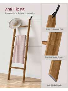 VASAGLE Blanket Ladder Decorative Farmhouse For The Living Room, 5-Tier Ladder Shelf, Ladder Rack For Storage And Decor, Honey Brown ULLS018K41 - màu nâu - Xem 6