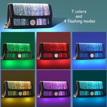 LED Bags Light Up Purse 7 Colors Festival Evening Clutch Luminous Crossbody Bag Glow Handbags Leather Shoulder Bag - Black - View 2