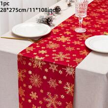 1/2 cuộn 11 "X108" Bông tuyết mùa đông, Cây Giáng sinh, Khăn trải bàn dài hình chữ nhật hình nai sừng tấm có thể giặt và chống nhăn, có nhiều màu sắc - Khăn trải bàn dài hình chữ nhật hình bông tuyết màu xanh lá cây, Giáng sinh và năm mới bằng vàng, Trang trí lễ Giáng sinh mùa đông theo mùa cho Halloween, năm mới, nhà, bữa tiệc, tiệc, trang trí bàn ăn, trang trí nhà cửa, trang trí Giáng sinh, đồ dùng tiệc - Nhiều màu - Xem 33
