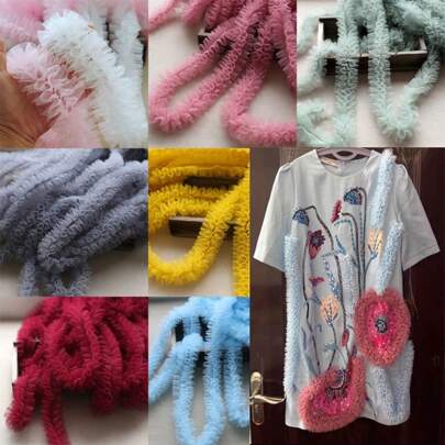 2 Yards 6cm/2.36in Wide Net Tulle Fabric Ruffled Skirt Trim Lace Edge For Princess Dress Decoration