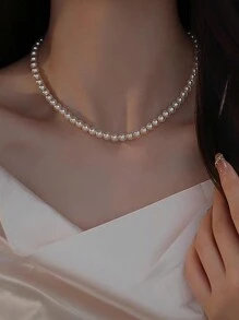 1 pièce Collier réglable en perle d'eau douce de culture fait main 1:1, élégant et gracieux pour femmes