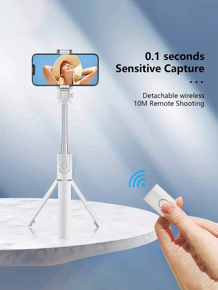 Foldable Mini Selfie Stick Bluetooth Extended AntiShake Light Mobile