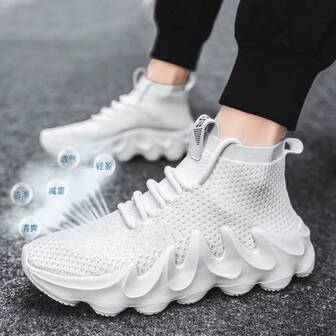 夏季新款男士运动鞋休闲网眼高帮大码运动鞋