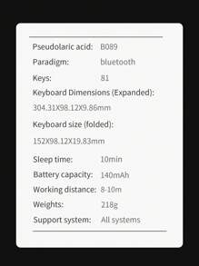 Tastiera Bluetooth pieghevole multi-dispositivo B089 con tastierino numerico, tastiera wireless ricaricabile (BT5.1 x 3), tastiera pieghevole tascabile portatile compatibile con iOS Android Windows Mac OS