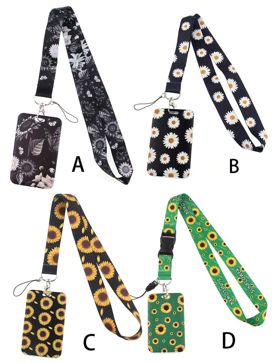1pc Sunflower & Daisy Pattern Lanyard Halter, Suitable For Doctors, Nurses, Students, Teachers, Exhibition Staff ID Badge Holder, Can Be Used As Exhibition, Gift, Keychain Or Daily Use School Letter Car Accessories Cute Goth Y2k Bag Accessories Lanyards With Id Holder Car Accessories Bag Charms Christmas Car Friend Sister Gift Ideas Gifts For Mother, Father, Graduation, And Teacher - Multicolor - View 1
